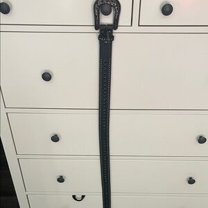 Black Leather Embellished Belt with Studs
